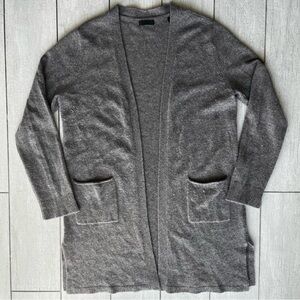 ATM Sweater Womens M Gray Cardigan 100% Cashmere Open Front Pockets Duster Cozy